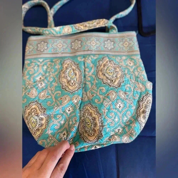 Vera Bradley Retired Totally Turquoise Shoulder Bag Purse Double Handle - Picture 9 of 9